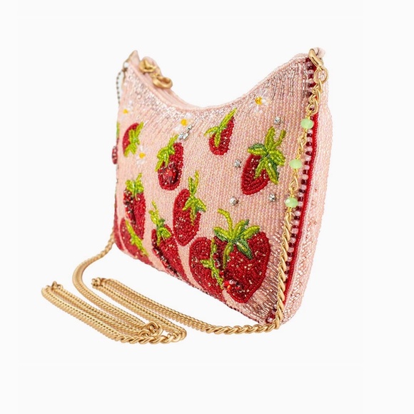 COPY - Strawberry Fields Beaded Strawberries On Pink Crossbody - Picture 5 of 7